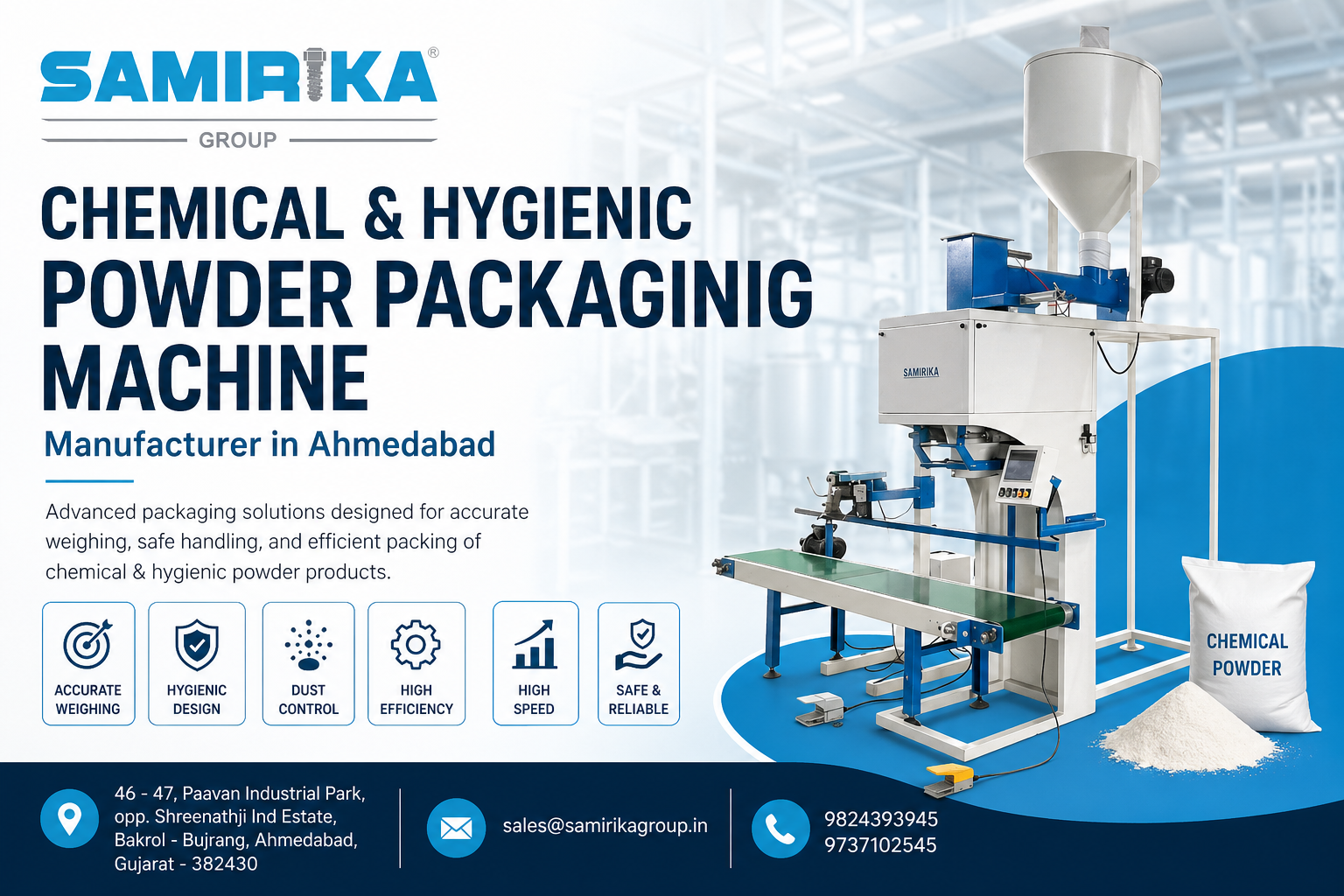 Chemical & Hygienic Powder Packaging Machine Manufacturer in Ahmedabad